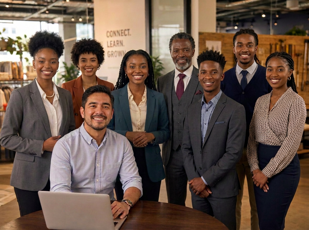 Diverse group of professionals across regular, corporate, executive, and entrepreneurial careers